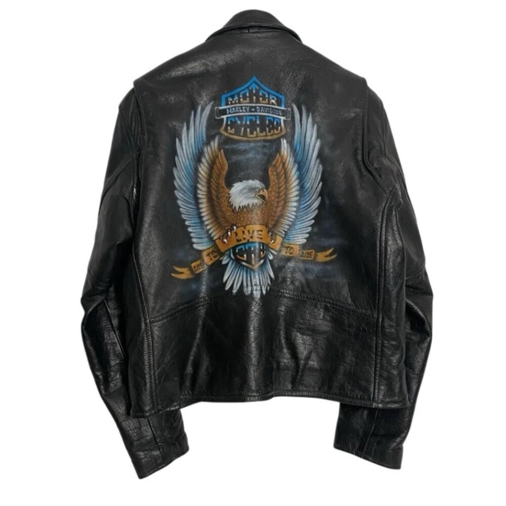 VTG Protech Leather Apparel Heavy Biker Jacket Harley Davidson 1996 Sz 44 Large